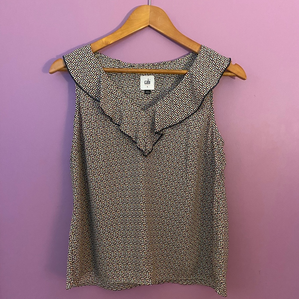 Cabi tank top with ruffle collar. Size small